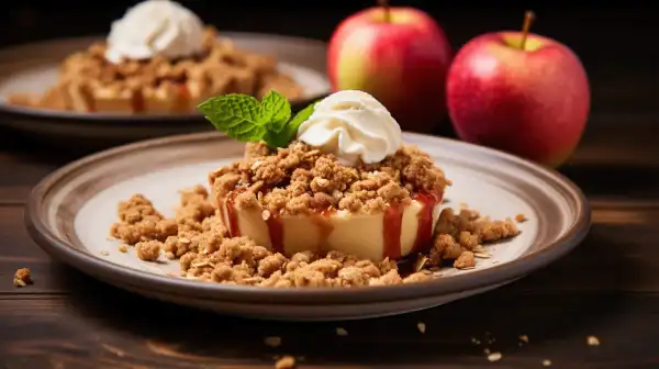 Warm Apple Crumble with Cinnamon and Oats